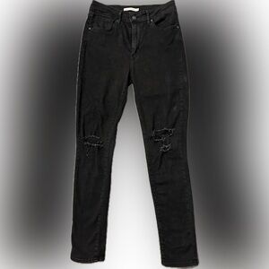 Levi’s 721 High Rise Skinny Black Distressed Jeans Size 30